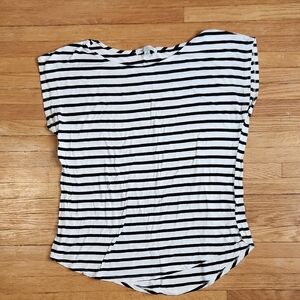 Black and White Striped Women's Top